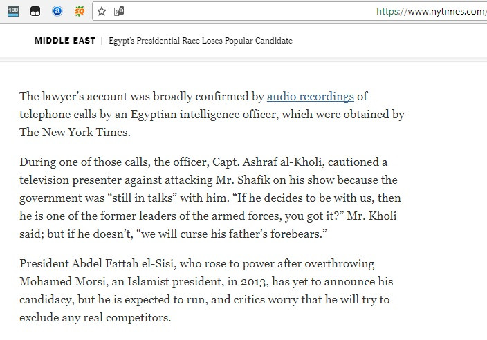 النيويورك تايمز تواصل تجاوزاتها ضد مصر وتزعم شىء خطير بشأن أحمد شفيق والسبب الرئيسي لتراجعه عن الترشح للرئاسة 8