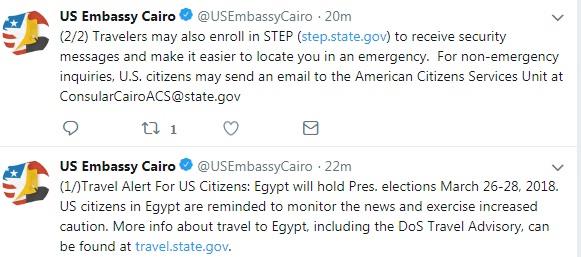 السفارة الأمريكية تُصدر بيان عام وعاجل لجميع رعاياها داخل مصر«صور» 1