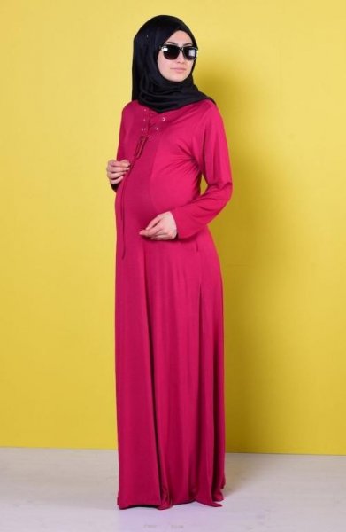 أزياء وفساتين فترة الحمل للمحجبات 2019 28