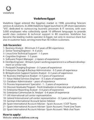 وظائف شركة فودافون مصر للمؤهلات العليا والتقديم عبر الموقع الرسمي لفودافون