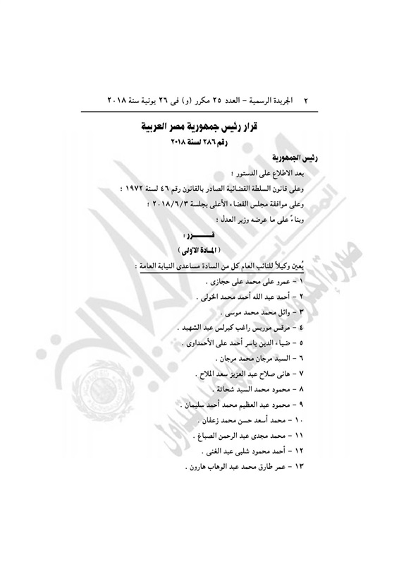 عاجل بالصور| التليفزيون المصري ينشر 407 اسم ممن تضمنهم القرار الجمهوري لـ«السيسي» الذي أصدره منذ قليل.. والجريدة الرسمية تنشره 21
