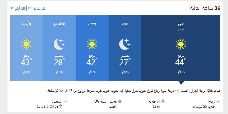 حالة الجو في بغداد ولمدة ال 36 ساعة القادمة