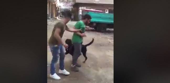 بلطجي يعذب شخص بـ “كلب مفترس” في شارع بالجيزة.. والشرطة تلقى القبض عليه بعد إنتشار الفيديو