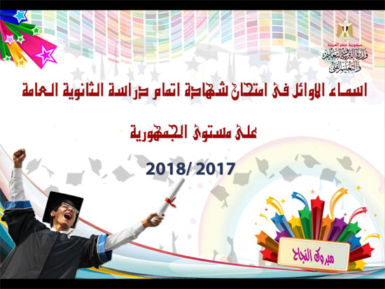ننشر أسماء أوائل الثانوية العامة 2018 على مستوى محافظات جمهورية مصر العربية
