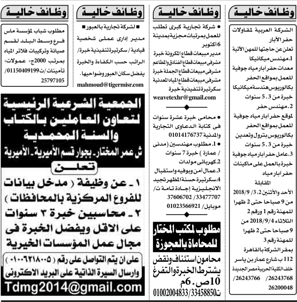 وظائف متاحة في جميع انحاء الجمهورية داخل مصر لجميع المؤهلات 15
