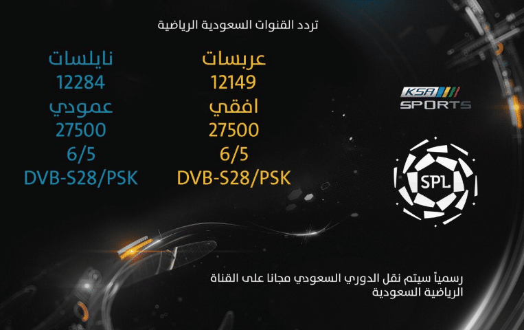 تردد قناة الرياضة السعودية KSA Sports HD 1 علي النايل سات والعرب سات 7