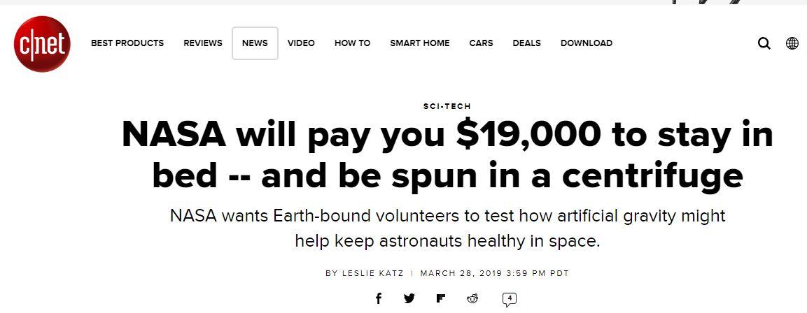 وكالة «ناسا» تطلب موظفين بـ 19 ألف دولار للنوم فقط تتراوح أعمارهم بين 24 و55 عاماً 1