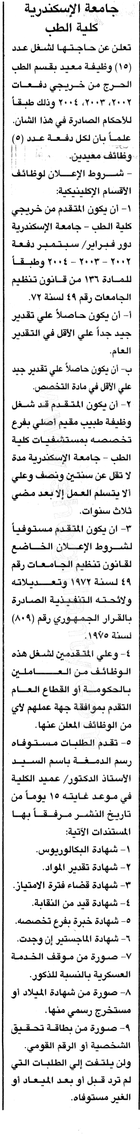 وظائف جامعة الاسكندرية 2019 1
