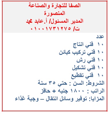 مئات الوظائف المعلنة بوزارة القوى العاملة والهجرة لشهر نوفمبر 2019 لجميع المؤهلات 12