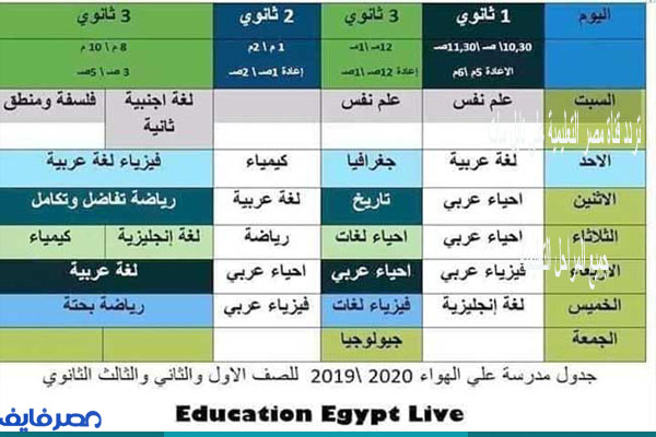 تردد قناة مصر التعليمية على نايل سات ورابط اليوتيوب وجداول مواعيد برامج الصف السادس الابتدائي وحتى الثالث الثانوي 8