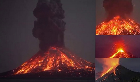 ثوران بركان كراكاتو في أندونسيا وارتفاع ألسنة اللهب والدخان لـ500 متر