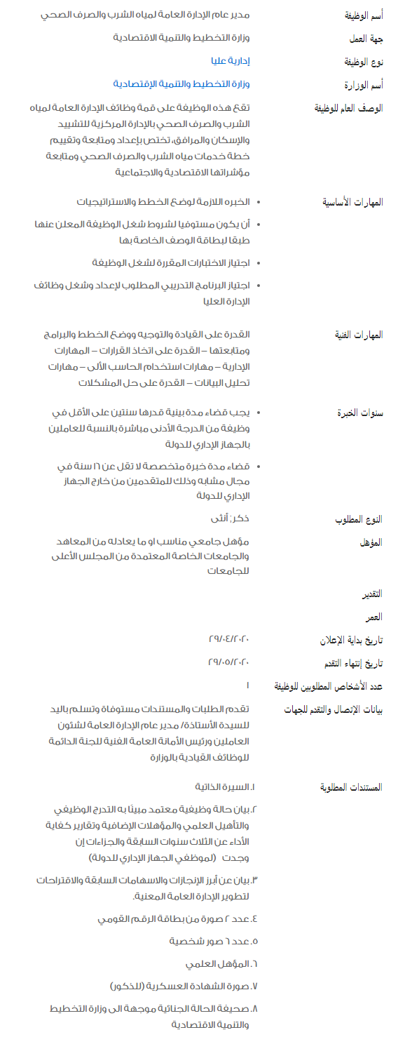 وظائف الحكومة المصرية لشهر مايو 2020 1