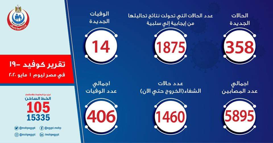 الصحة تعلن تسجيل 358 إصابة بكورونا في مصر كأكبر حصيلة يومية ووفاة 14 حالة 8