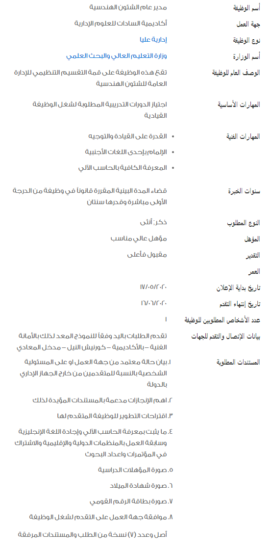 وظائف الحكومة المصرية لشهر مايو 2020 5