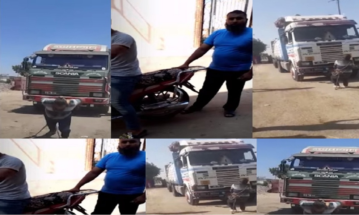 بالفيديو والصور “المصري الوحش 260 حصان” مصر يسحب سيارة نقل محملة بالسماد وتحمل 80 طن