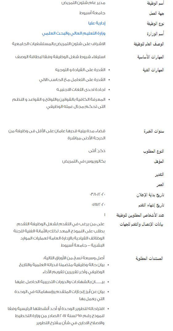 وظائف الحكومة المصرية لشهر أكتوبر 2020 2