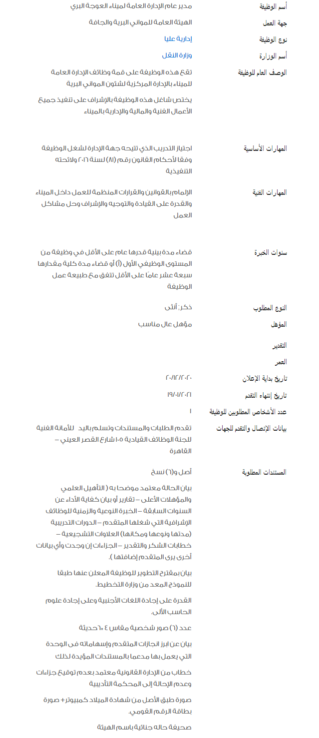 وظائف الحكومة المصرية لشهر يناير 2021 وظائف بوابة الحكومة ...