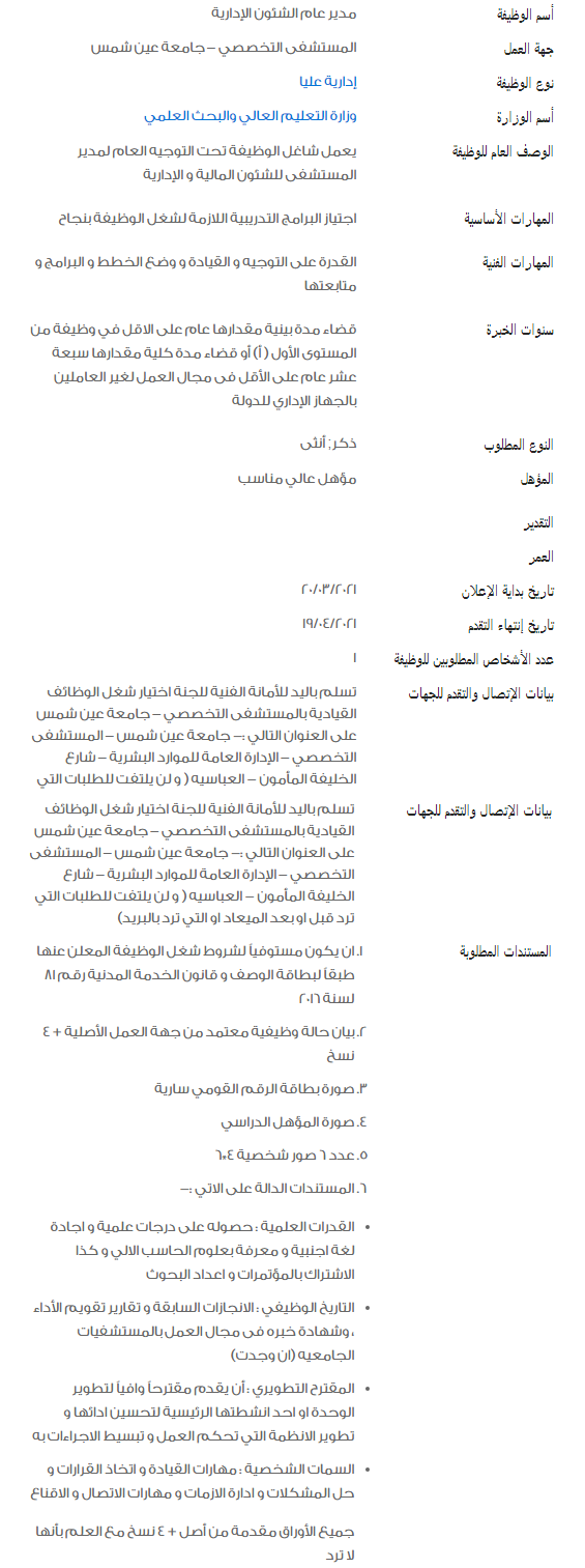 وظائف الحكومة المصرية لشهر أبريل 2021 وظائف بوابة الحكومة المصرية 3