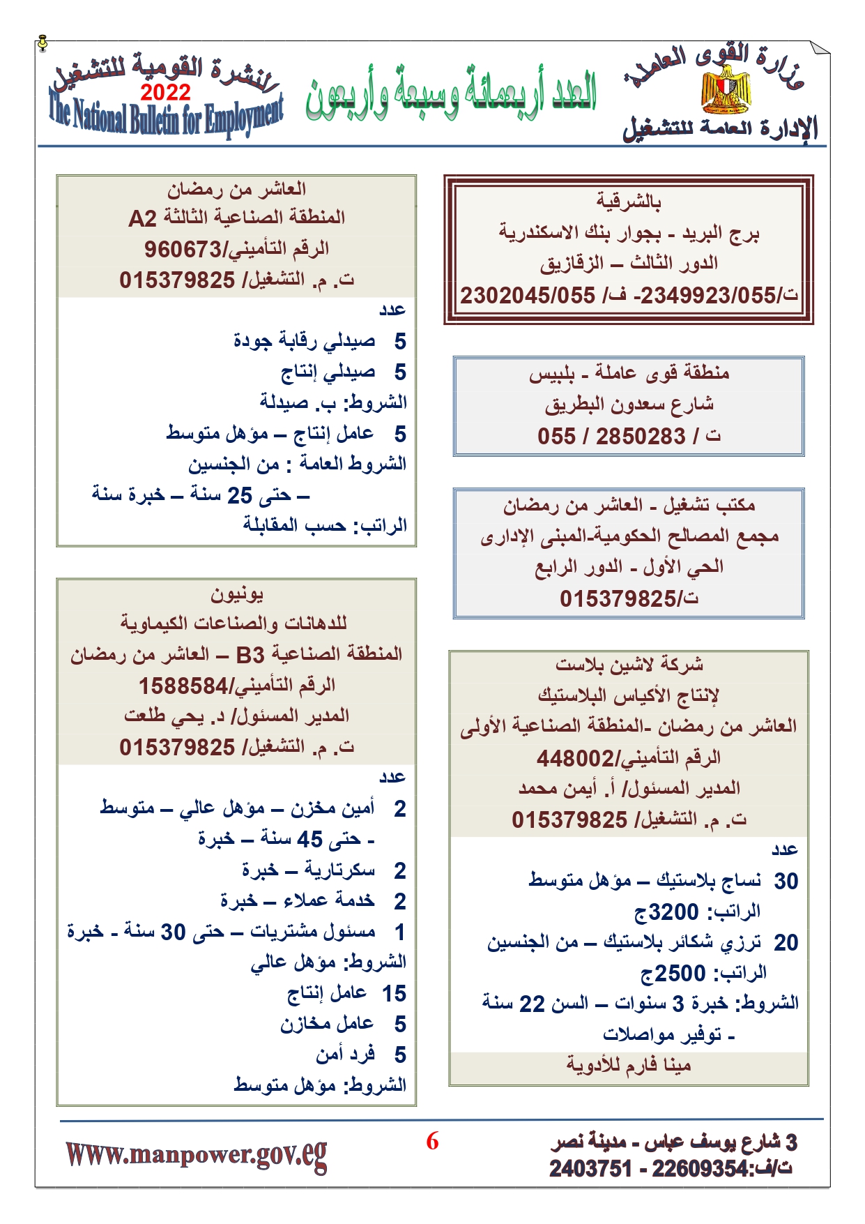 وظائف خالية بمصر وزارة القوي العاملة تعلن عن 2530 وظيفة شاغرة لجميع المؤهلات خلال فبراير ومارس 2022 3
