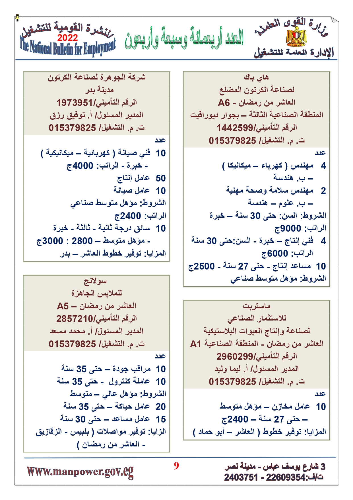وظائف خالية بمصر وزارة القوي العاملة تعلن عن 2530 وظيفة شاغرة لجميع المؤهلات خلال فبراير ومارس 2022 5