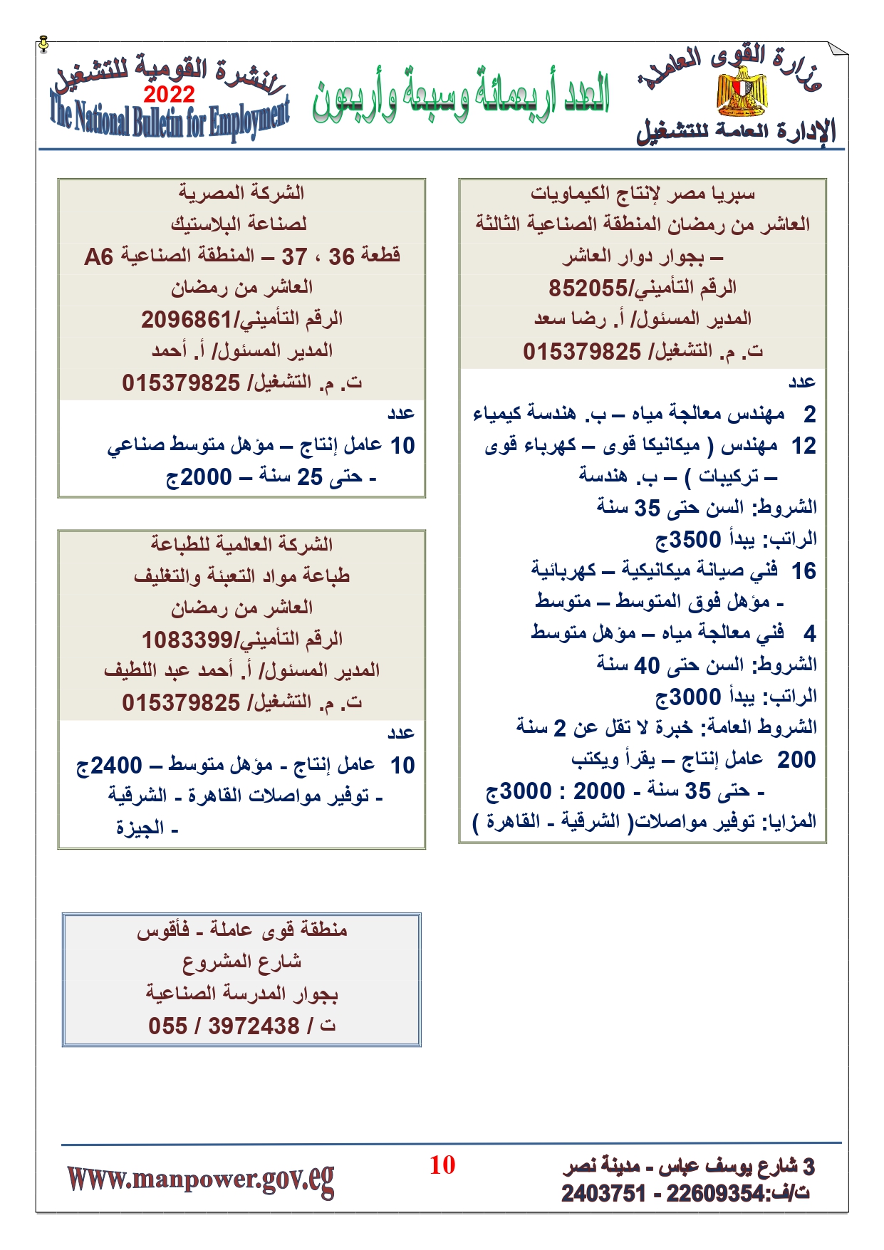 وظائف خالية بمصر وزارة القوي العاملة تعلن عن 2530 وظيفة شاغرة لجميع المؤهلات خلال فبراير ومارس 2022 6