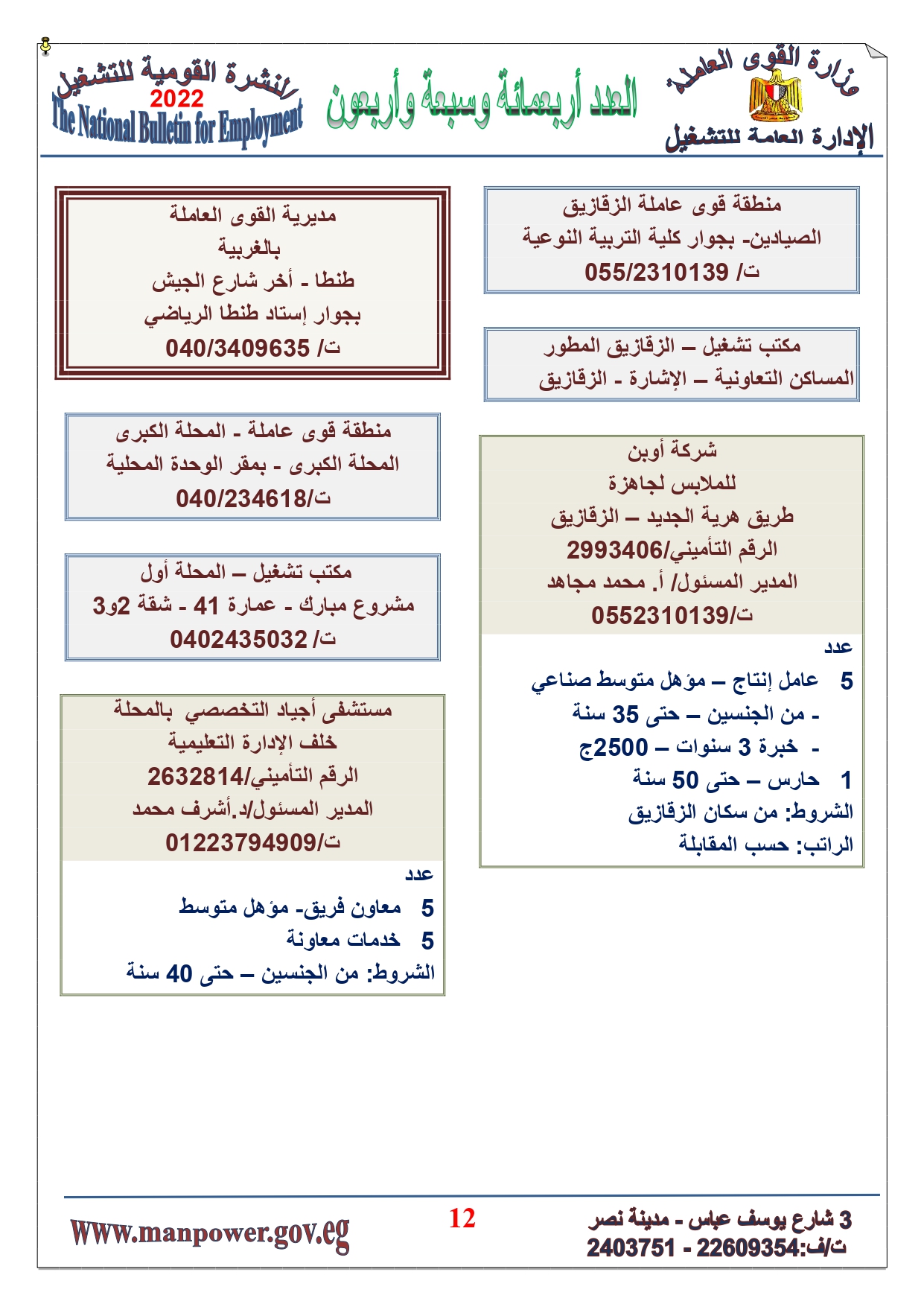 وظائف خالية بمصر وزارة القوي العاملة تعلن عن 2530 وظيفة شاغرة لجميع المؤهلات خلال فبراير ومارس 2022 8