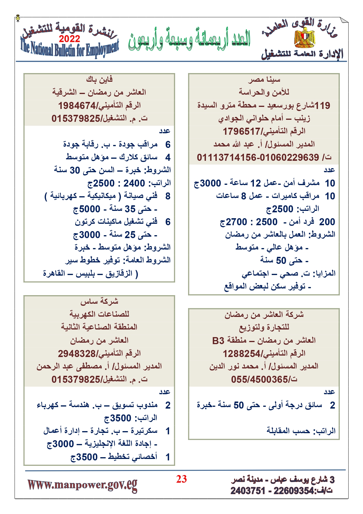 وظائف خالية بمصر وزارة القوي العاملة تعلن عن 2530 وظيفة شاغرة لجميع المؤهلات خلال فبراير ومارس 2022 15