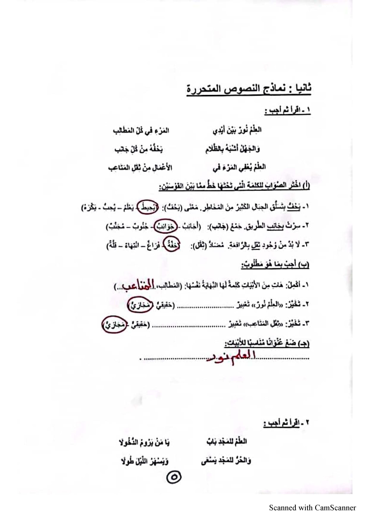 مراجعة ليلة الامتحان للصف الرابع الإبتدائي من نماذج الوزارة في اللغة العربية الترم الثاني 2022 34