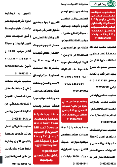 إعلانات وظائف جريدة الوسيط اليوم الجمعة 1/4/2022 6