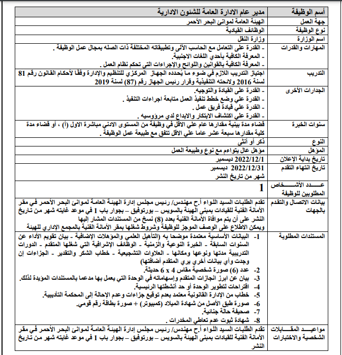 وظائف الحكومة المصرية لشهر ديسمبر 2022 وظائف بوابة الحكومة المصرية 8