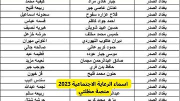 أسماء المشمولين في الرعاية الاجتماعية بالعراق 2023 عبر منصة مظلتي