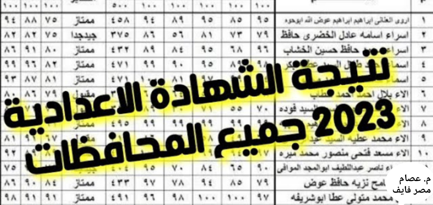 نتيجة الشهادة الإعدادية 2023 الترم الثاني الإسكندرية 83% وجميع المحافظات
