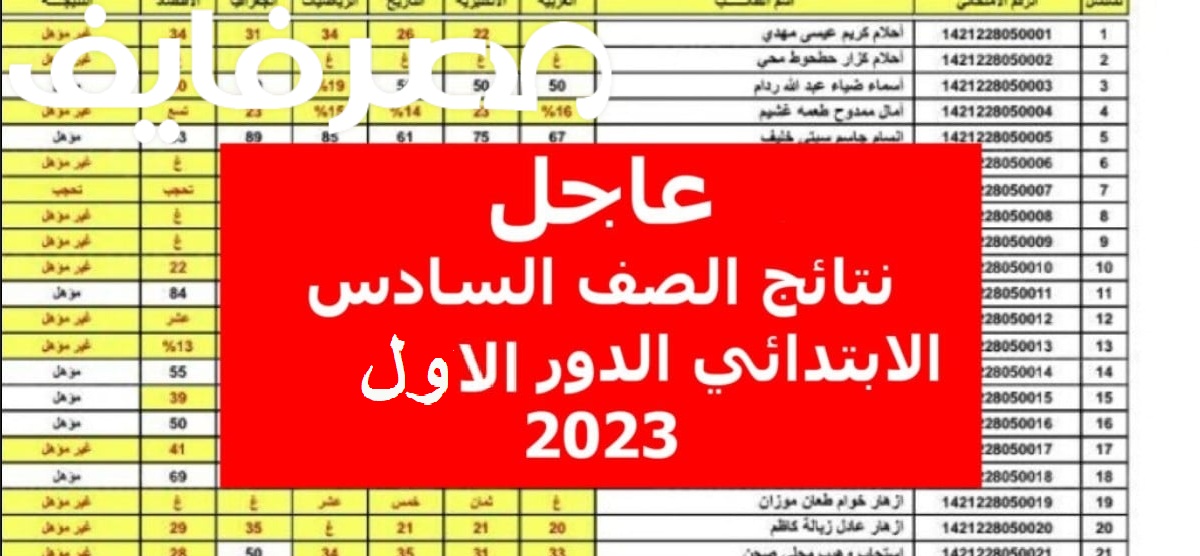 استخراج نتائج الصف السادس الابتدائي العراق الدور الأول 2023 جميع المحافظات
