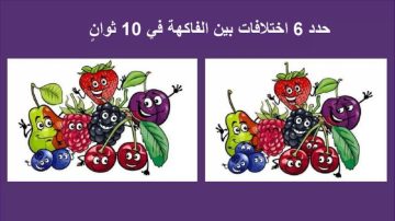 لغز اكتشف الفرق.. هل يمكنك تحديد 6 اختلافات بين الفاكهة في 10 ثوانٍ؟
