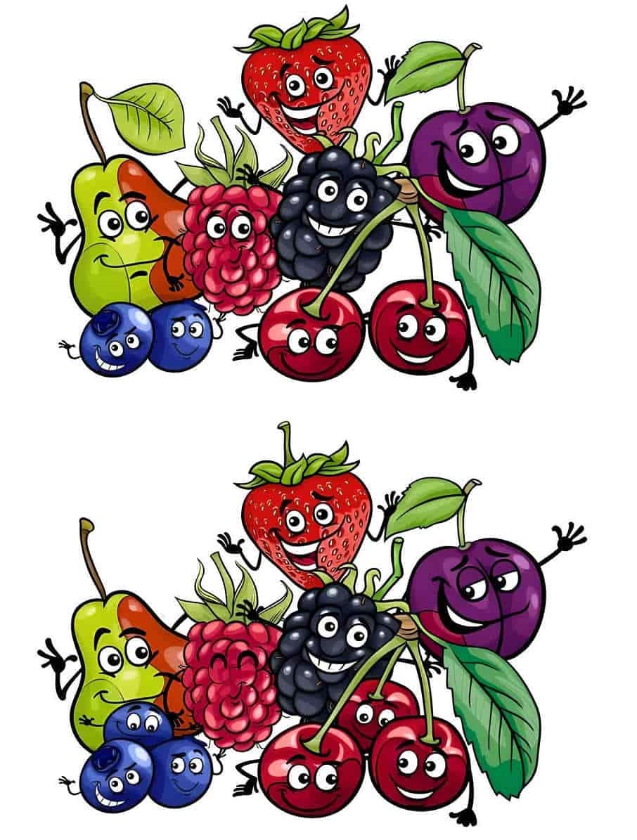 لغز اكتشف الفرق.. هل يمكنك تحديد 6 اختلافات بين الفاكهة في 10 ثوانٍ؟ 7