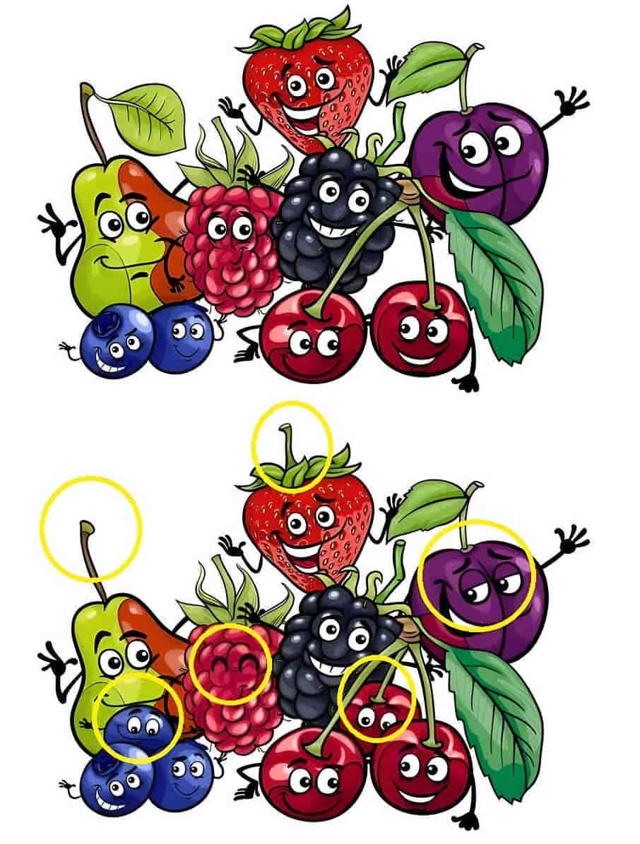 لغز اكتشف الفرق.. هل يمكنك تحديد 6 اختلافات بين الفاكهة في 10 ثوانٍ؟ 8