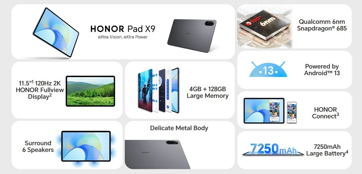 رسميًا إطلاق جهاز Honor Pad X9 بشاشة 11 بوصة ونظام صوت بستة مكبرات صوت والمزيد 9
