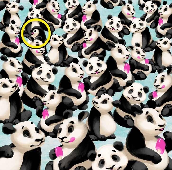 الوهم البصري لاختبار الذكاء.. هل يمكنك اكتشاف البطريق المختبئ بين حيوانات الباندا في الصورة خلال 7 ثوانٍ؟