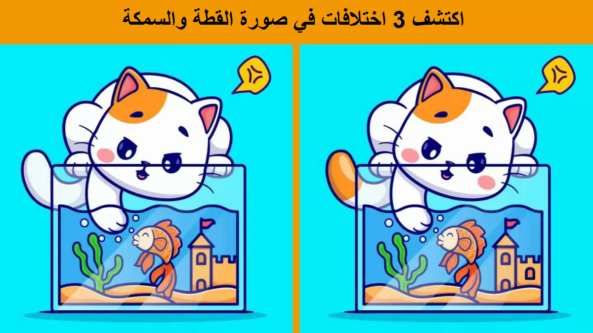 لغز بصري.. حاول اكتشاف 3 اختلافات في صورة القطة والسمكة خلال 7 ثواني فقط