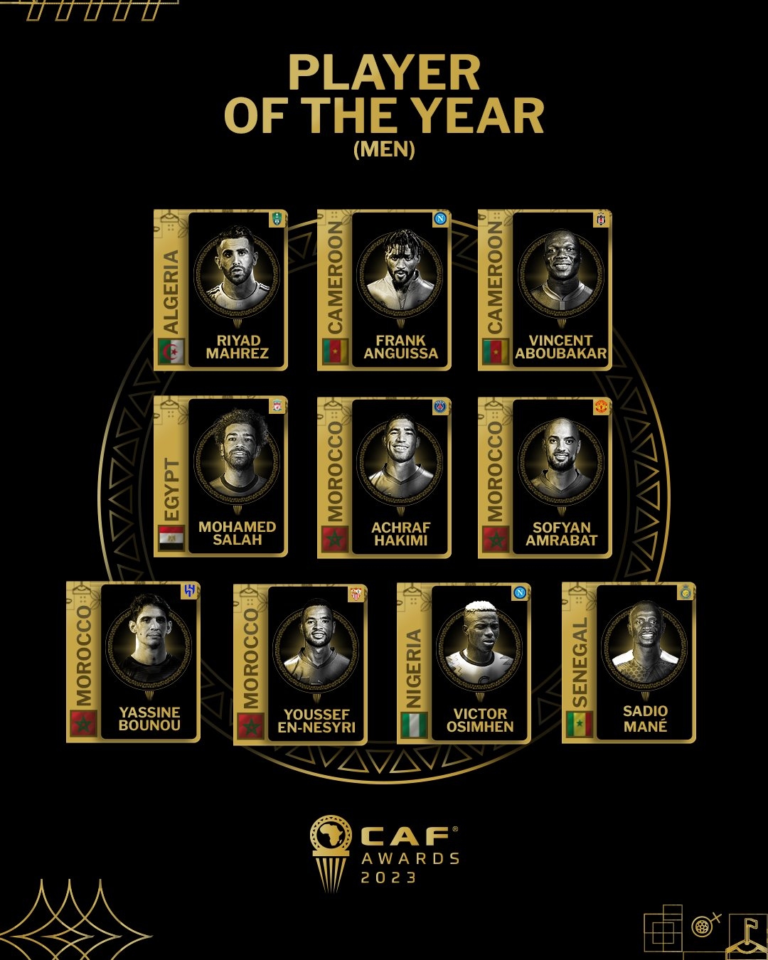 قائمة المرشحين لجائزة أفضل لاعب في القارة الأفريقية 2023