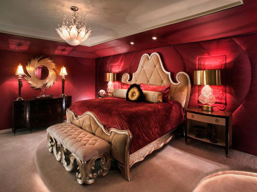 غرف نوم باللون الاحمر رومانسية